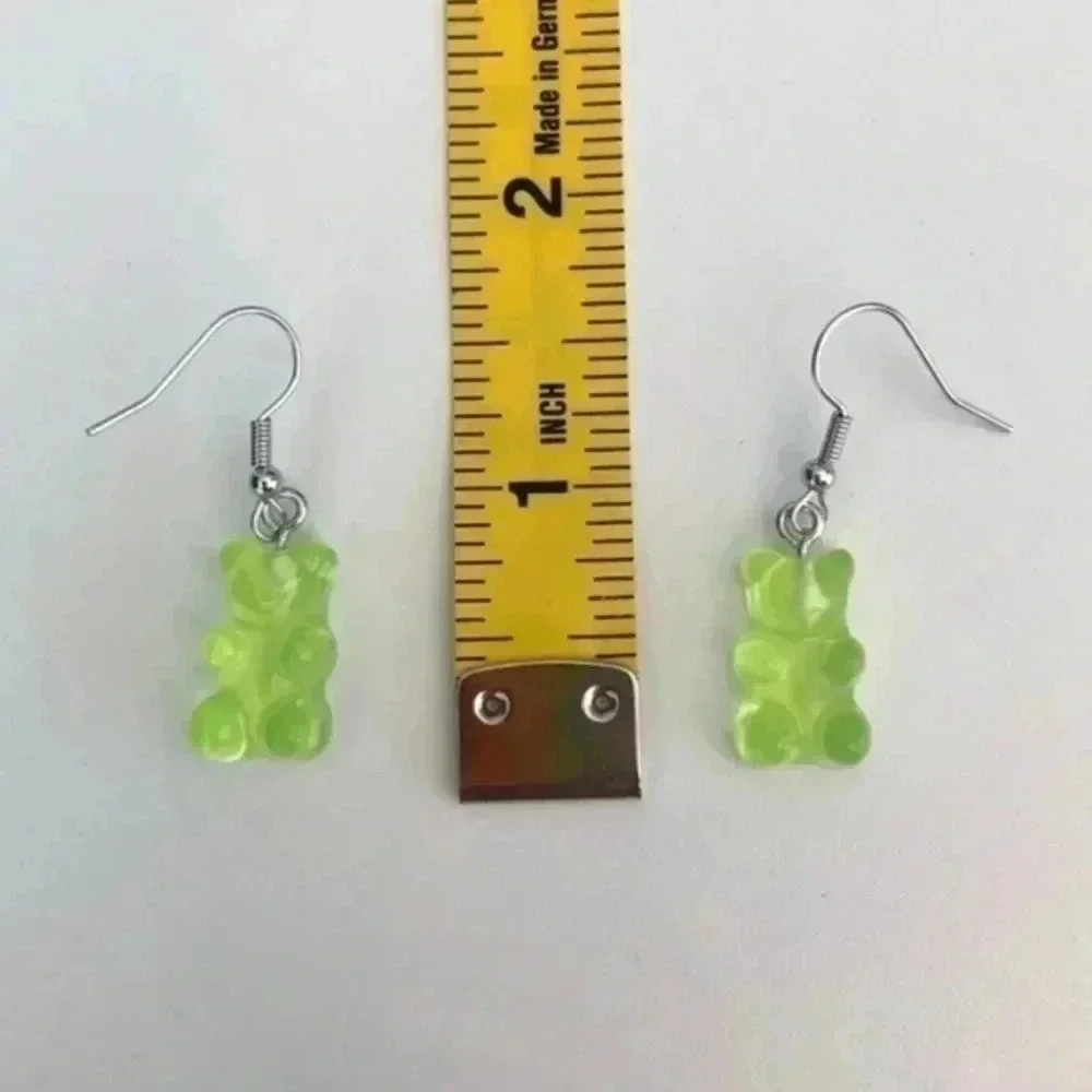 Green Gummy Bear Resin Earrings NWT